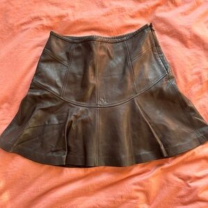 Vintage Diane Von Ferstenburg DVF Lambs Leather Mini Skirt Black Size 10